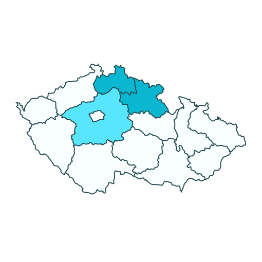 Mapa krajů České republiky, kde působíme